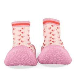 Chaussons Chaussettes ROSE Fille Motif Coeurs A Enfiler