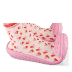 Chaussons Chaussettes ROSE Fille Motif Coeurs A Enfiler