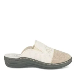 Chaussons Confort BEIGE Femme Motif Uni A Enfiler
