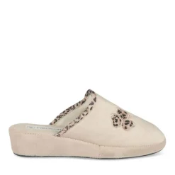 Chaussons Confort BEIGE Femme Motif Uni A Enfiler