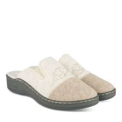 Chaussons Confort BEIGE Femme Motif Uni A Enfiler