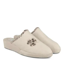 Chaussons Confort BEIGE Femme Motif Uni A Enfiler