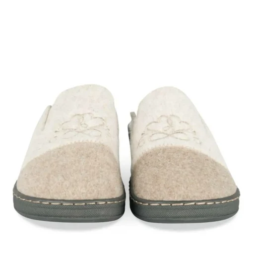 Chaussons Confort BEIGE Femme Motif Uni A Enfiler