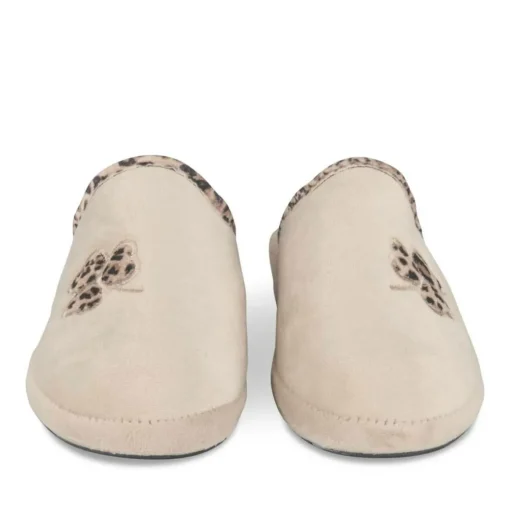 Chaussons Confort BEIGE Femme Motif Uni A Enfiler