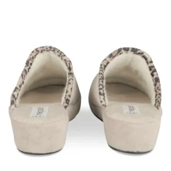 Chaussons Confort BEIGE Femme Motif Uni A Enfiler