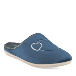 Chaussons Confort BLEU Femme Motif Uni A Enfiler