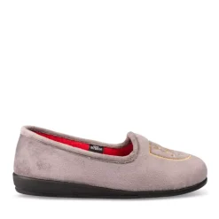 Chaussons Confort GRIS Femme Motif Uni A Enfiler