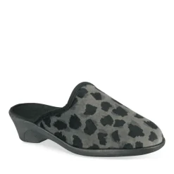 Chaussons Confort GRIS Femme Motif Uni A Enfiler