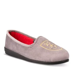 Chaussons Confort GRIS Femme Motif Uni A Enfiler