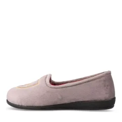 Chaussons Confort GRIS Femme Motif Uni A Enfiler