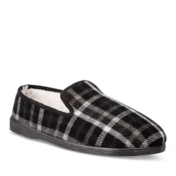 Chaussons Confort GRIS Homme Motif Carreaux A Enfiler