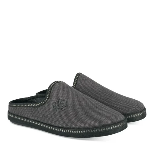 Chaussons Confort GRIS Homme Motif Uni A Enfiler