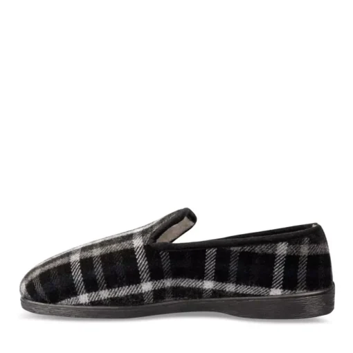 Chaussons Confort GRIS Homme Motif Carreaux A Enfiler