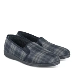 Chaussons Confort MARINE Homme Motif Uni A Enfiler