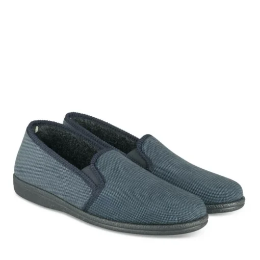 Chaussons Confort MARINE Homme Motif Uni A Enfiler