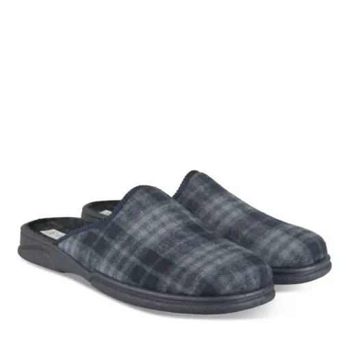 Chaussons Confort MARINE Homme Motif Uni A Enfiler