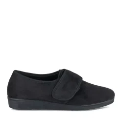 Chaussons Confort NOIR Femme Motif Uni Scratch
