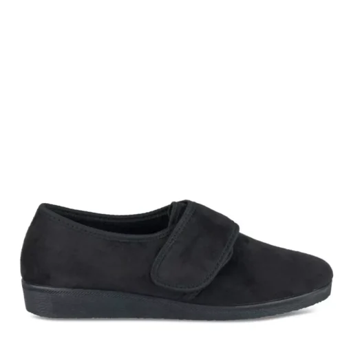 Chaussons Confort NOIR Femme Motif Uni Scratch