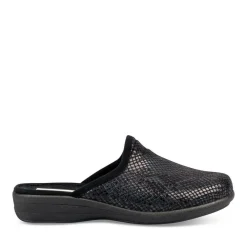 Chaussons Confort NOIR Femme Motif Uni A Enfiler