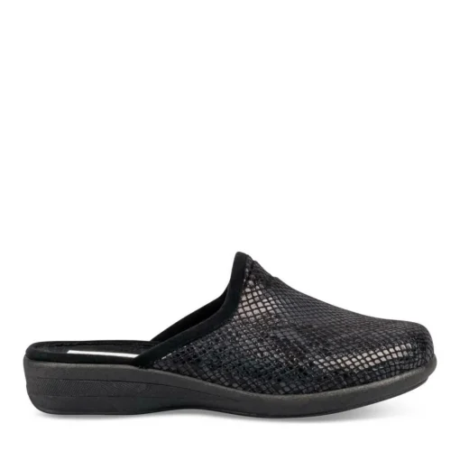 Chaussons Confort NOIR Femme Motif Uni A Enfiler