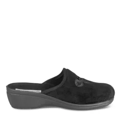 Chaussons Confort NOIR Femme Motif Uni A Enfiler