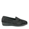 Chaussons Confort NOIR Femme Motif Uni A Enfiler