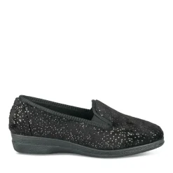 Chaussons Confort NOIR Femme Motif Uni A Enfiler