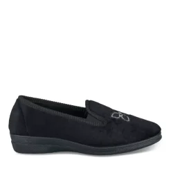 Chaussons Confort NOIR Femme Motif Uni A Enfiler