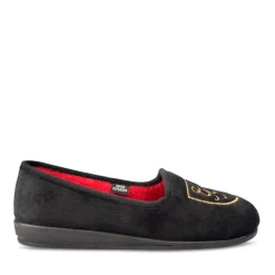 Chaussons Confort NOIR Femme Motif Uni A Enfiler