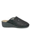 Chaussons Confort NOIR Femme Motif Uni A Enfiler