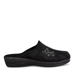 Chaussons Confort NOIR Femme Motif Uni A Enfiler