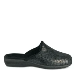 Chaussons Confort NOIR Femme Motif Uni A Enfiler