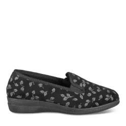 Chaussons Confort NOIR Femme Motif Uni A Enfiler