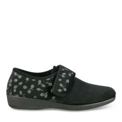 Chaussons Confort NOIR Femme Motif Uni A Enfiler