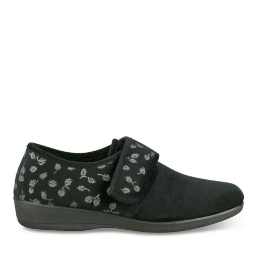 Chaussons Confort NOIR Femme Motif Uni A Enfiler