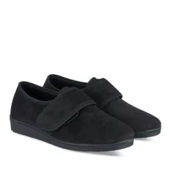 Chaussons Confort NOIR Femme Motif Uni Scratch