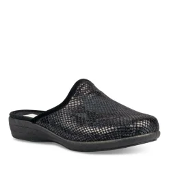 Chaussons Confort NOIR Femme Motif Uni A Enfiler