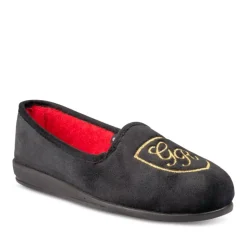 Chaussons Confort NOIR Femme Motif Uni A Enfiler
