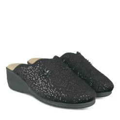 Chaussons Confort NOIR Femme Motif Uni A Enfiler