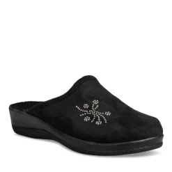 Chaussons Confort NOIR Femme Motif Uni A Enfiler