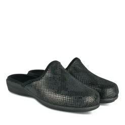 Chaussons Confort NOIR Femme Motif Uni A Enfiler
