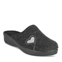 Chaussons Confort NOIR Femme Motif Uni A Enfiler