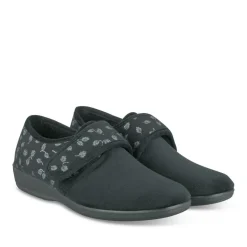 Chaussons Confort NOIR Femme Motif Uni A Enfiler