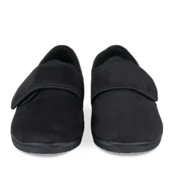 Chaussons Confort NOIR Femme Motif Uni Scratch