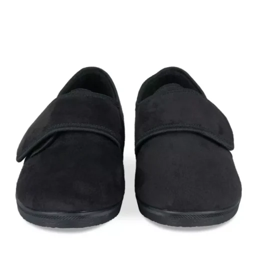 Chaussons Confort NOIR Femme Motif Uni Scratch