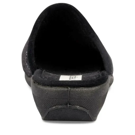Chaussons Confort NOIR Femme Motif Uni A Enfiler