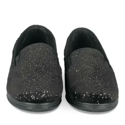 Chaussons Confort NOIR Femme Motif Uni A Enfiler