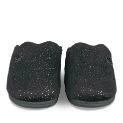 Chaussons Confort NOIR Femme Motif Uni A Enfiler