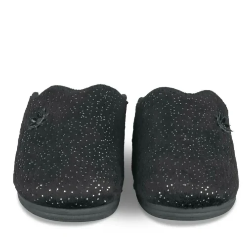 Chaussons Confort NOIR Femme Motif Uni A Enfiler