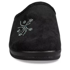 Chaussons Confort NOIR Femme Motif Uni A Enfiler